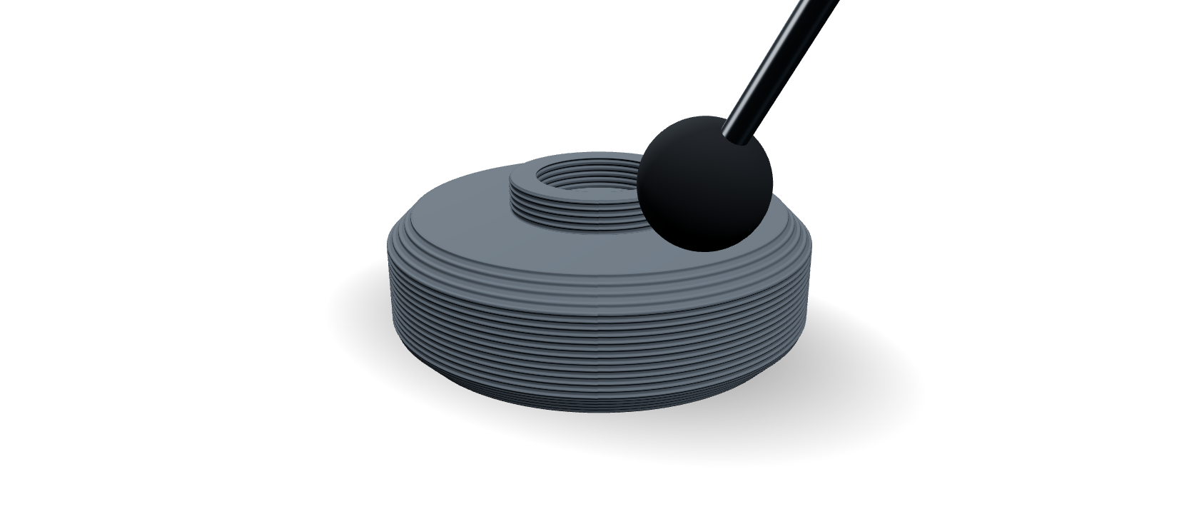 A ball tip resting on a printed part